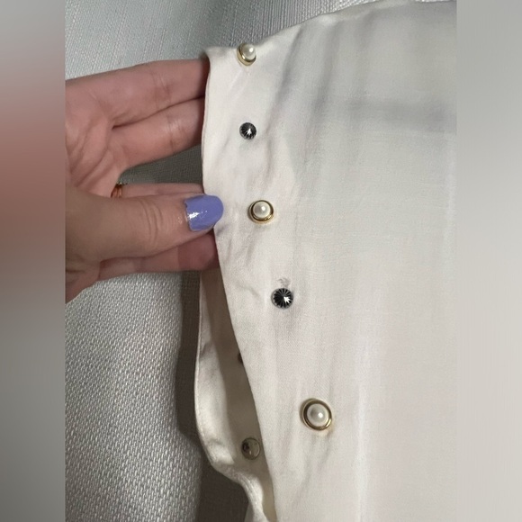 Sandro Paris White Courbe Studded Blouse Medium - Picture 8 of 13